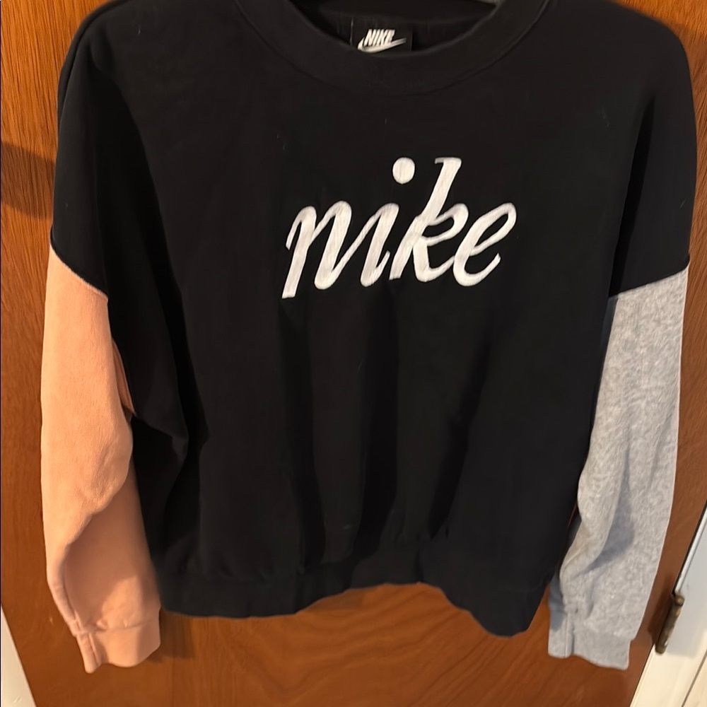 Nike Black Sweatshirt with Pink and Gray Sleeves